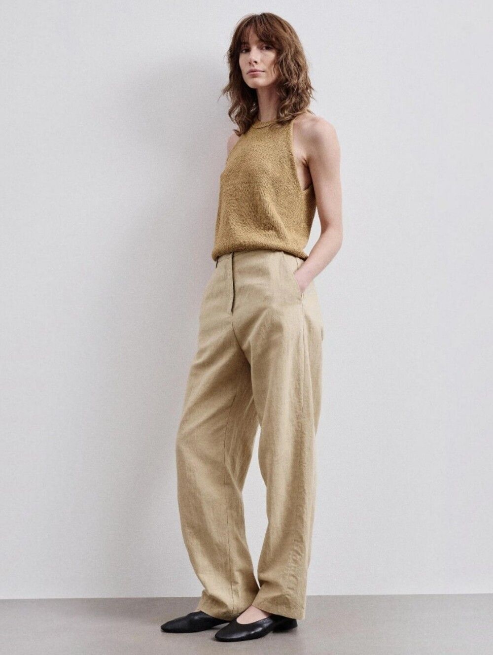 Vintage Jones New York 100% Linen Pleated Waist Relaxed Wide Leg Trouser Pants 6